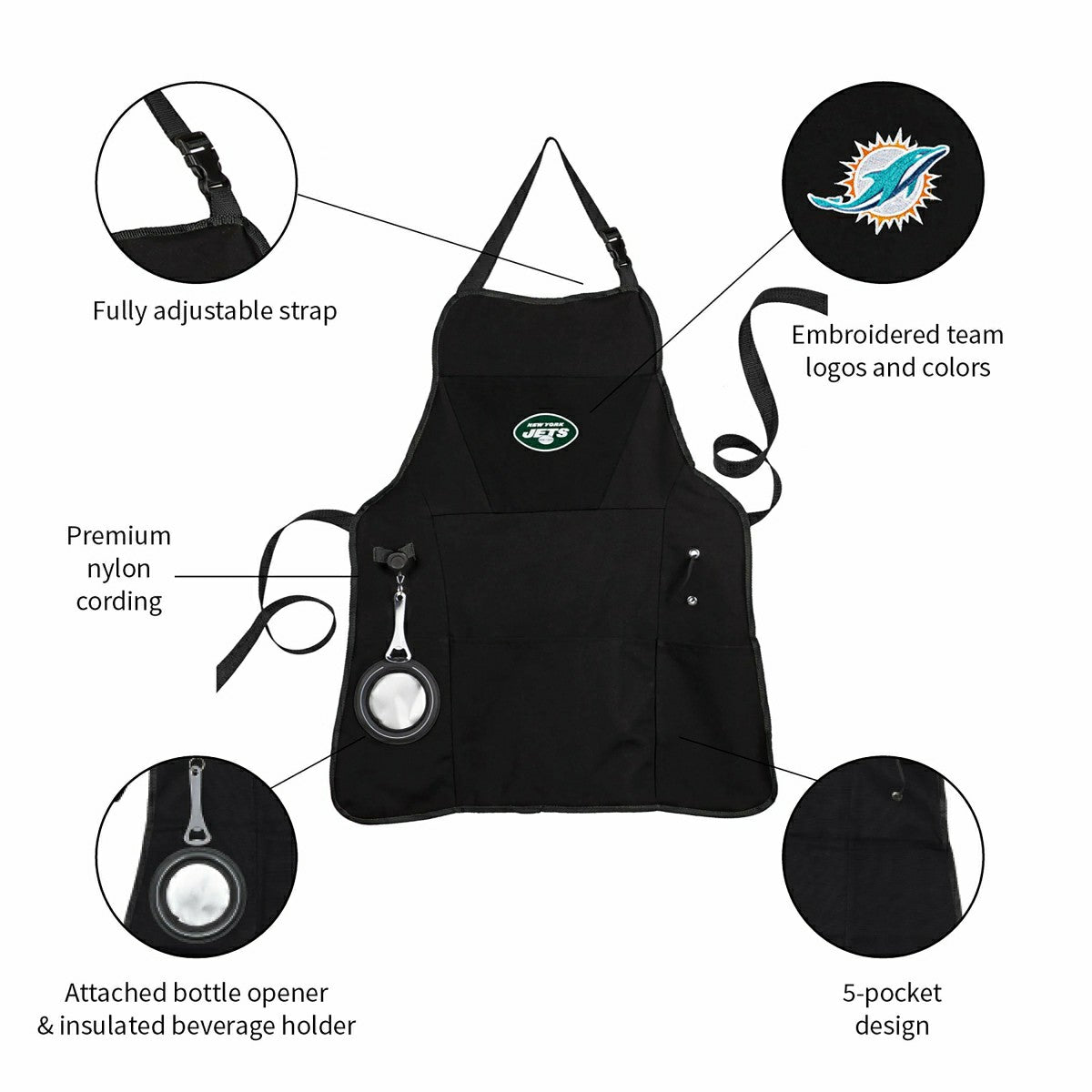 Grill Apron, Black, New York Jets - NFL