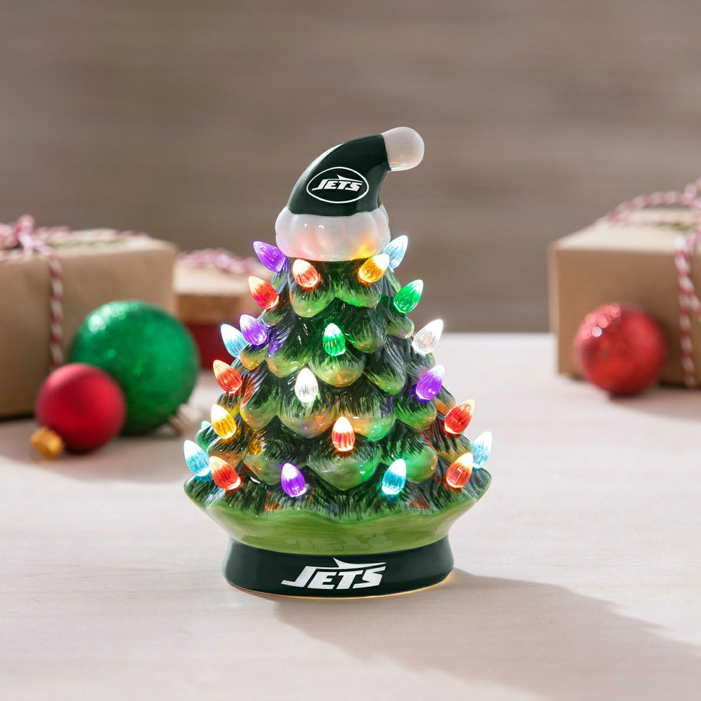 8" LED Ceramic Christmas Tree, New York Jets - NFL Home