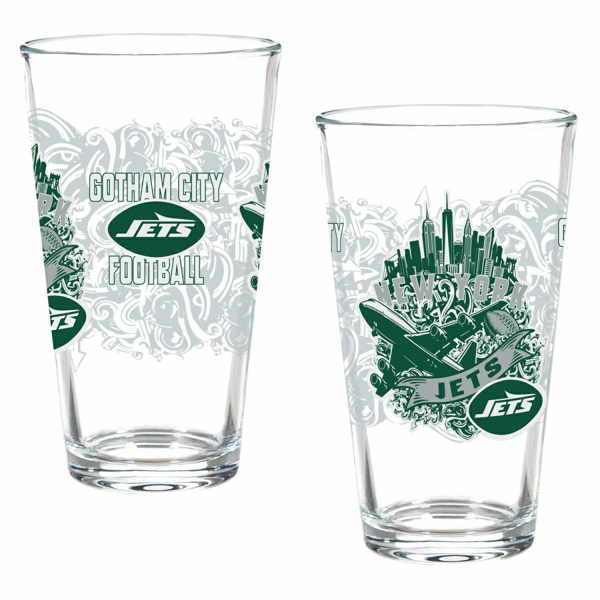 New York Jets 16oz Glass pint, Set of 2 - NFL Home