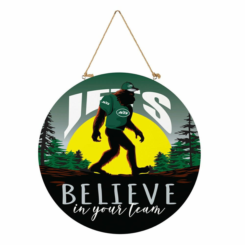 New York Jets Bigfoot Round Door Décor with Hanging Rope, 18x18 - NFL Home