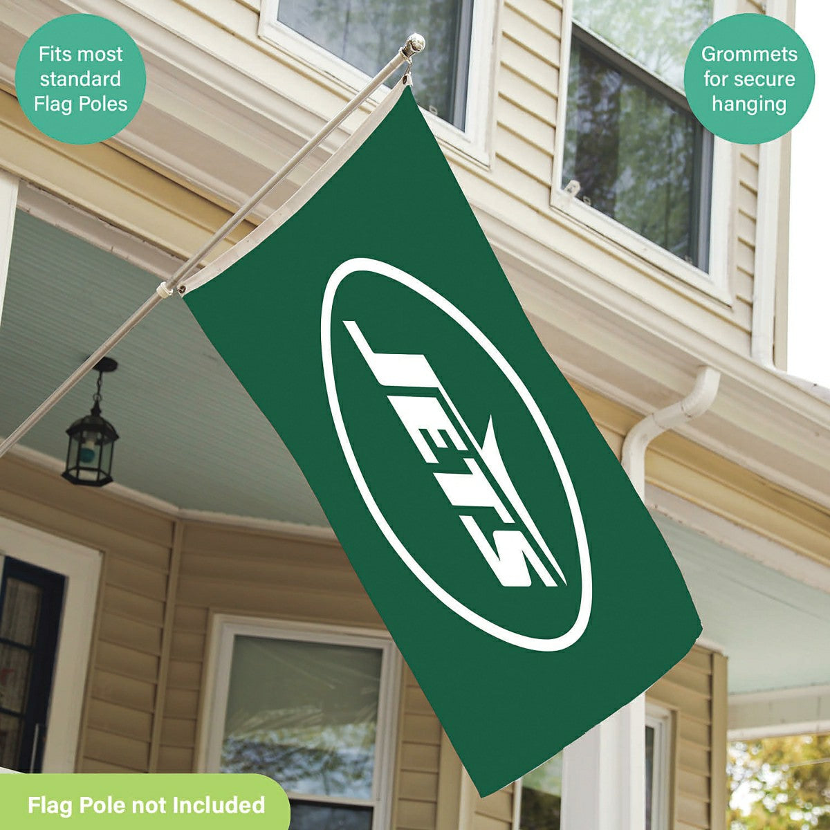 New York Jets Single Sided Flag w/ 2 Grommets, 3'x5' - NFL Home