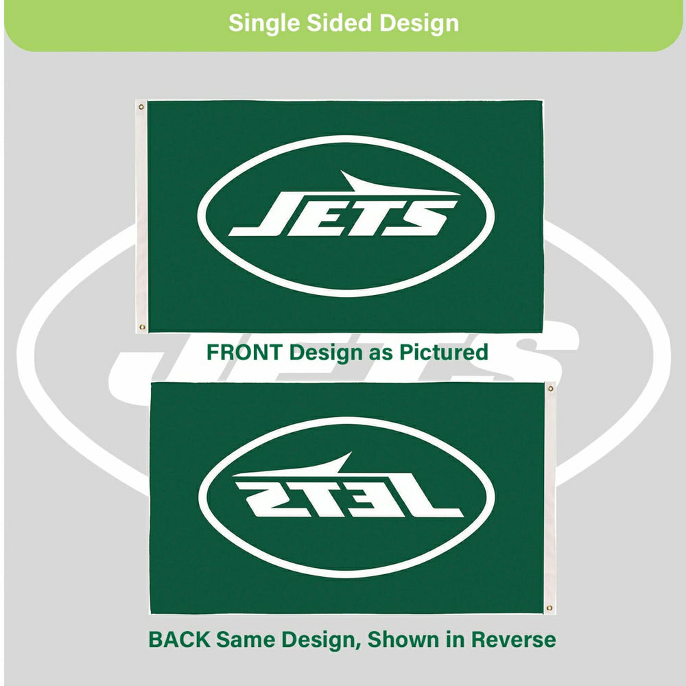 New York Jets Single Sided Flag w/ 2 Grommets, 3'x5' - NFL Home