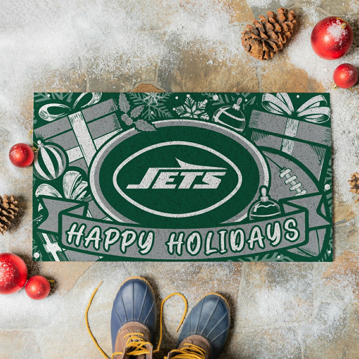 New York Jets Holiday PVC Mat, 28"x16" - NFL