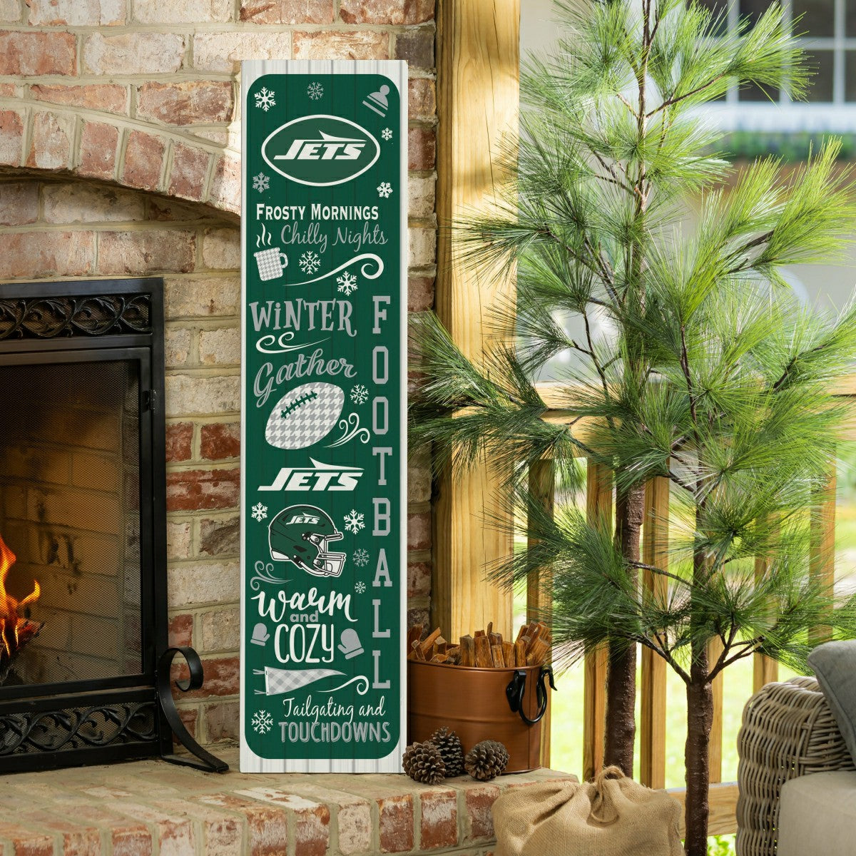 New York Jets Winter Seasonal Double Sided Large Leaner, 46" - NFL Home