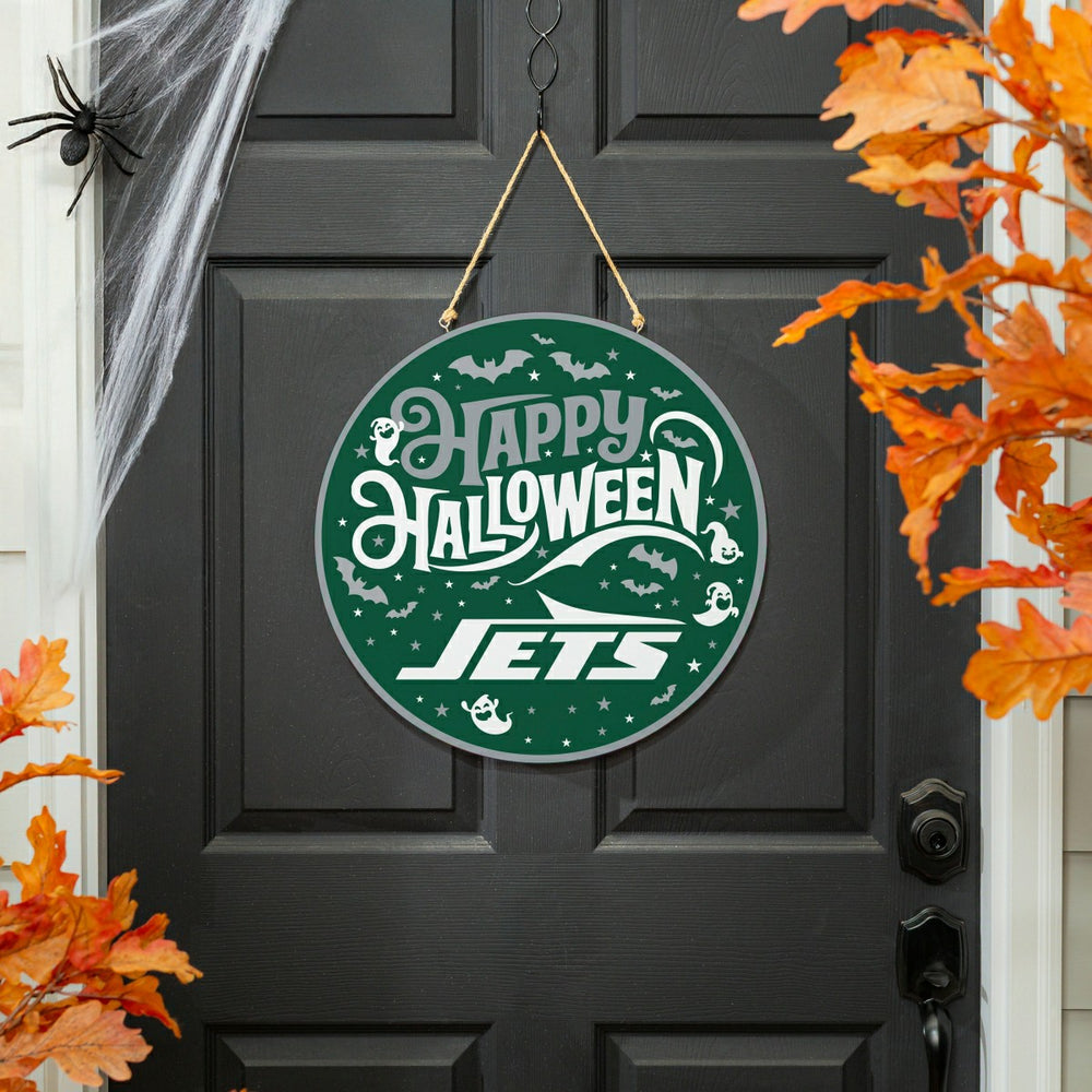 New York Jets Halloween Round Door Décor with Hanging Rope, 18x18 - NFL Home