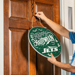 New York Jets Halloween Round Door Décor with Hanging Rope, 18x18 - NFL Home