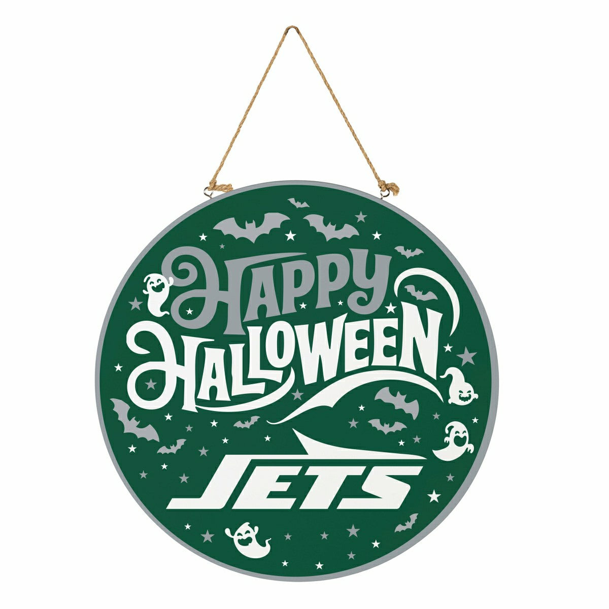 New York Jets Halloween Round Door Décor with Hanging Rope, 18x18 - NFL Home