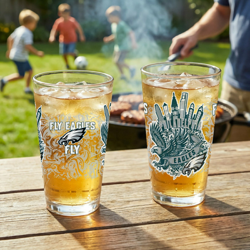Philadelphia Eagles 16oz Glass pint, Set of 2 - NFL Home