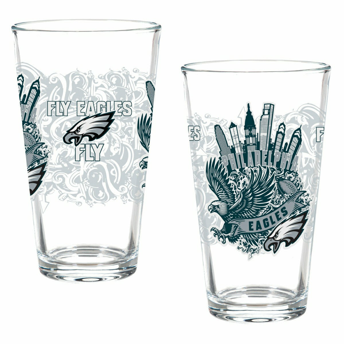 Philadelphia Eagles 16oz Glass pint, Set of 2 - NFL Home