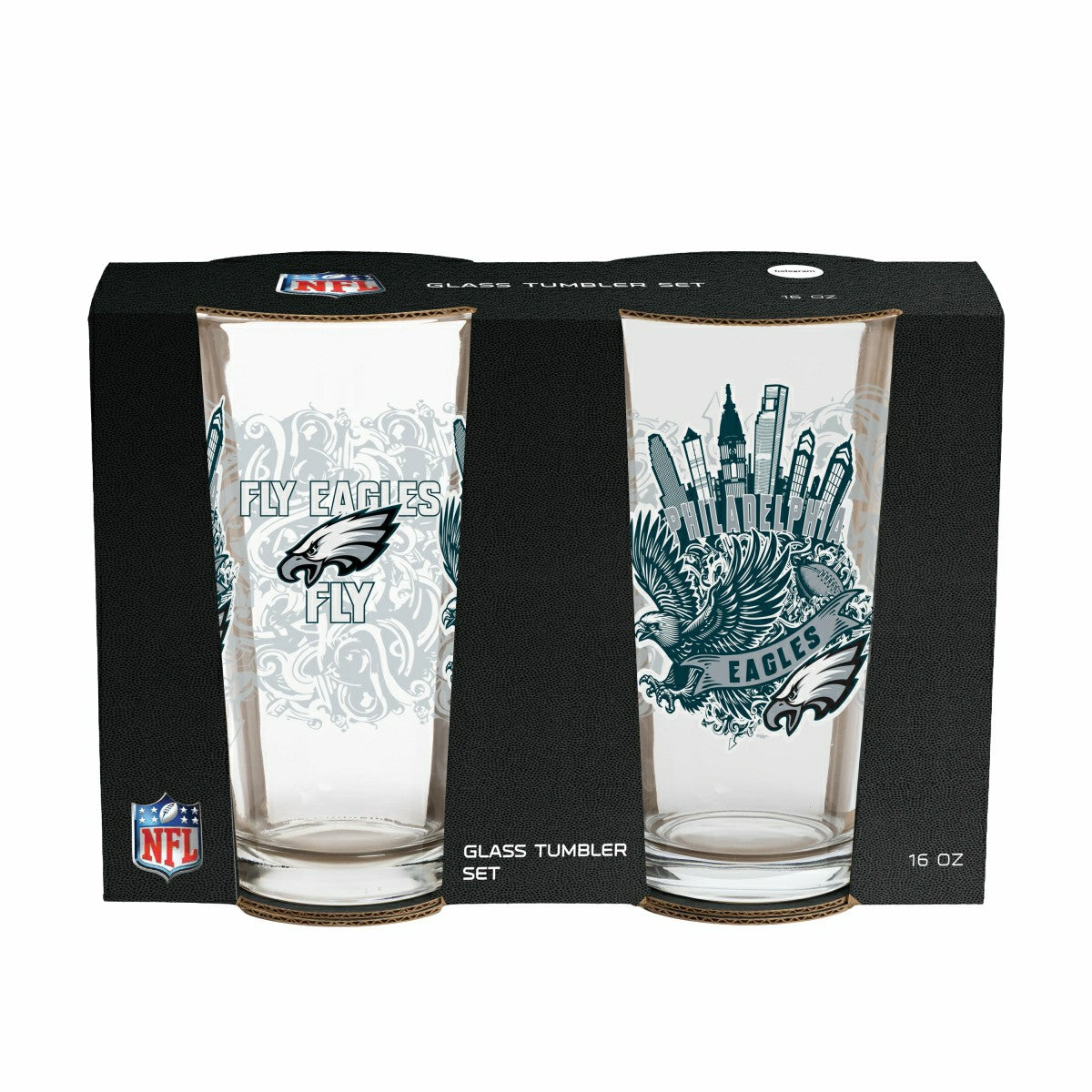 Philadelphia Eagles 16oz Glass pint, Set of 2 - NFL Home
