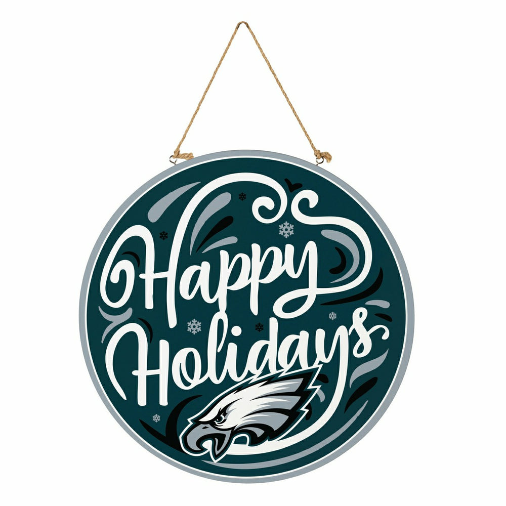 Philadelphia Eagles Holiday Round Door Décor with Hanging Rope, 18x18 - NFL Home