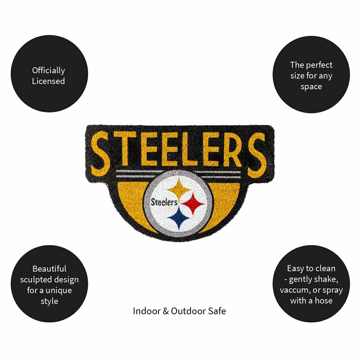 NFL Shaped Coir Door Mat, Steelers - NFL