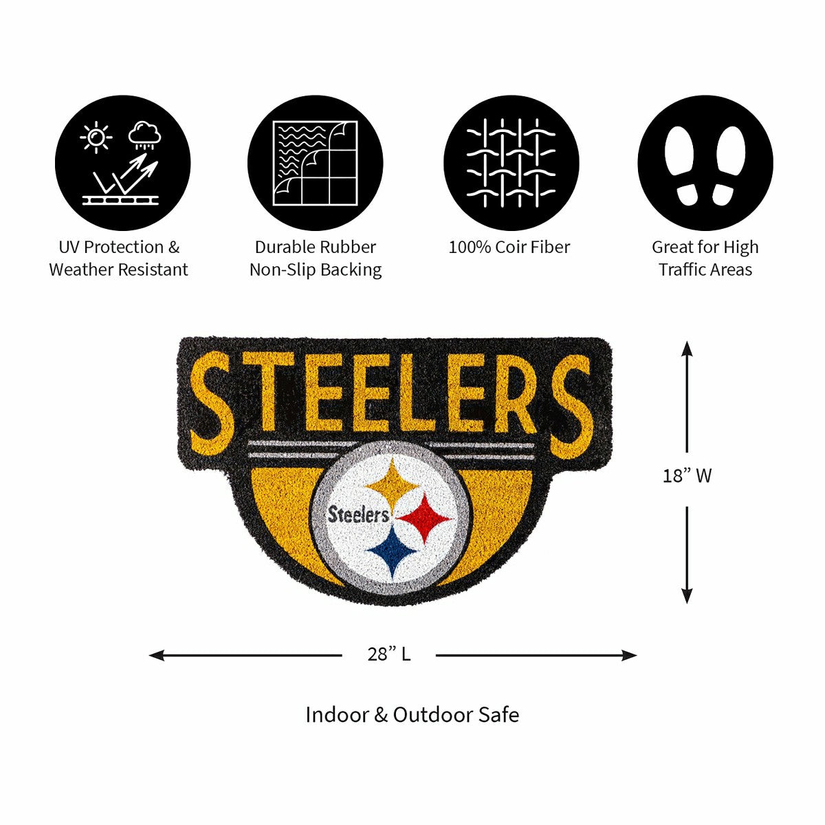 NFL Shaped Coir Door Mat, Steelers - NFL
