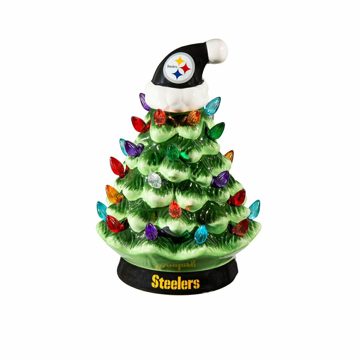 8" LED Ceramic Christmas Tree, Pittsburgh Steelers - NFL Home