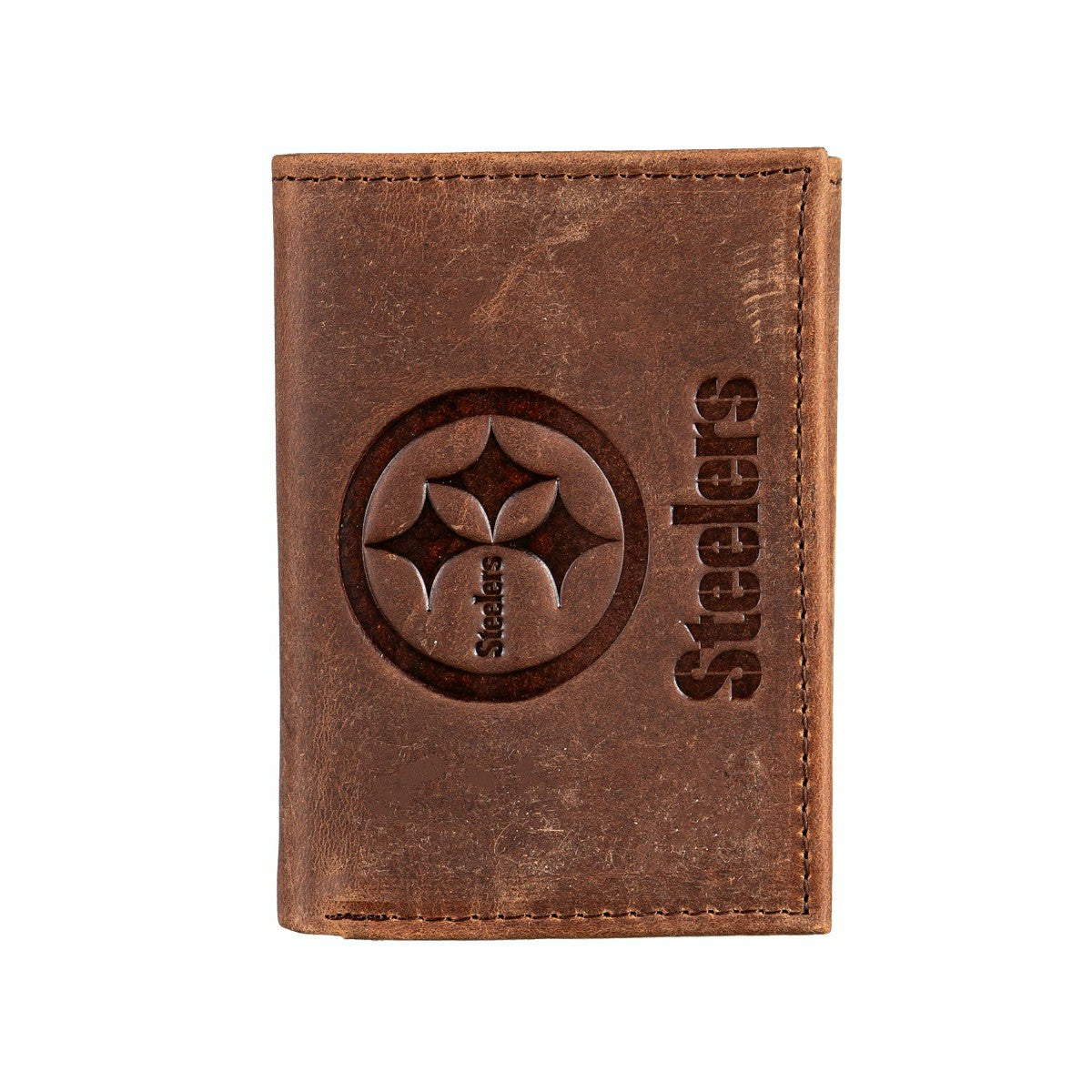 Pittsburgh Steelers, Tri-Fold Wallet, Brown, CH, 100% Genuine Leather - NFL Home