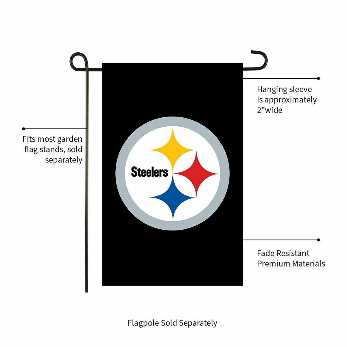 Pittsburgh Steelers Applique Garden Flag - NFL Home