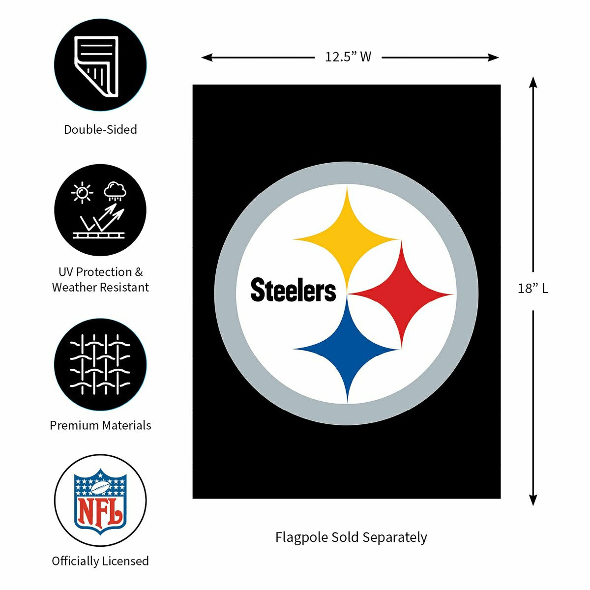 Pittsburgh Steelers Applique Garden Flag - NFL Home