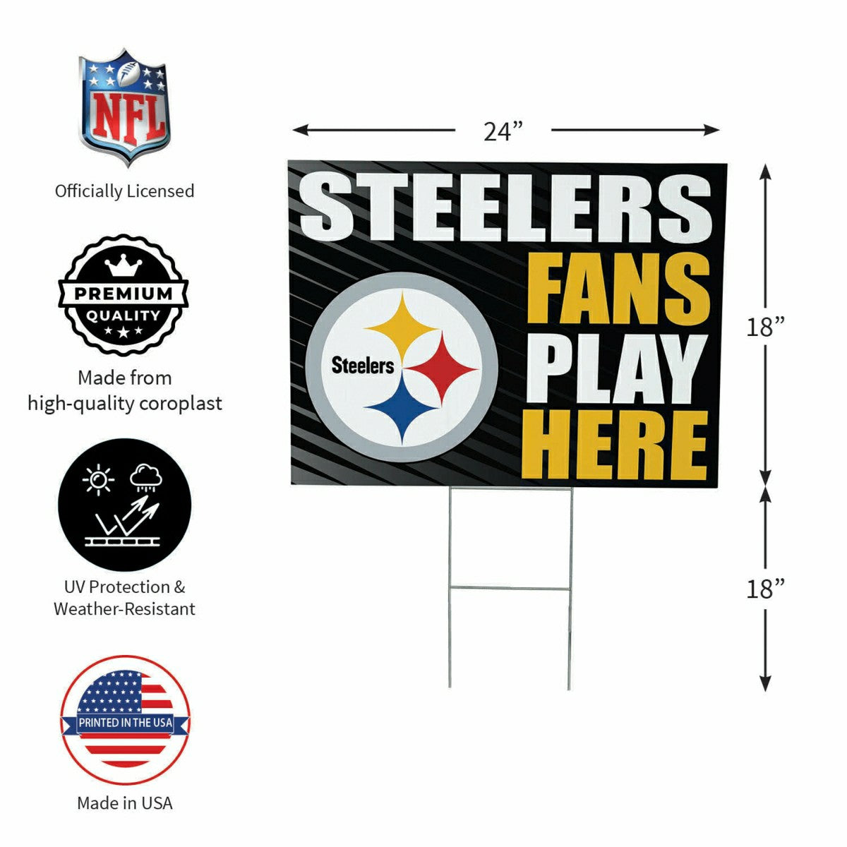 Pittsburgh Steelers Coroplast Yard Sign "Fans Play Here" - NFL Home