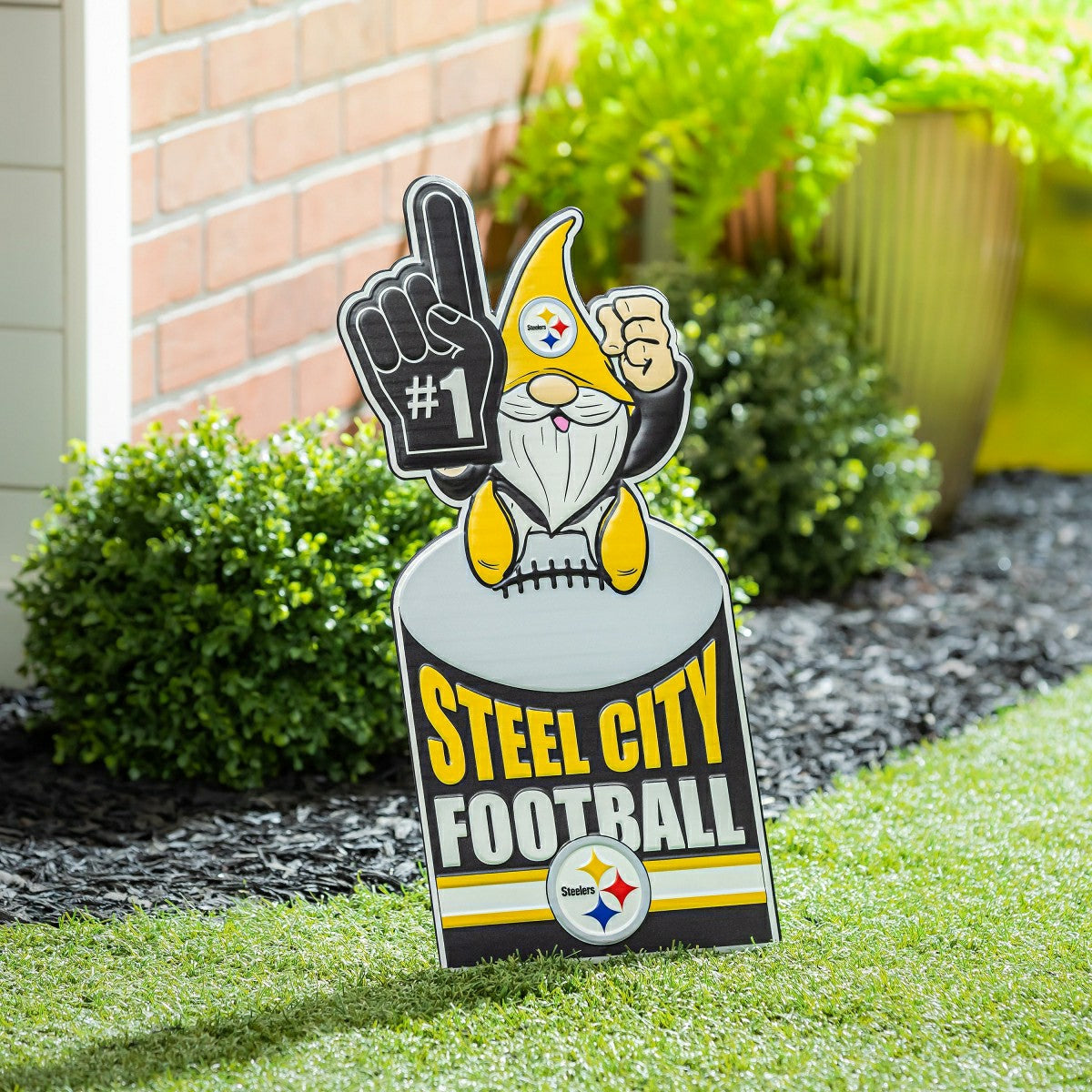 Pittsburgh Steelers Gnome Metal Sign 10"L x 30"H - NFL Home