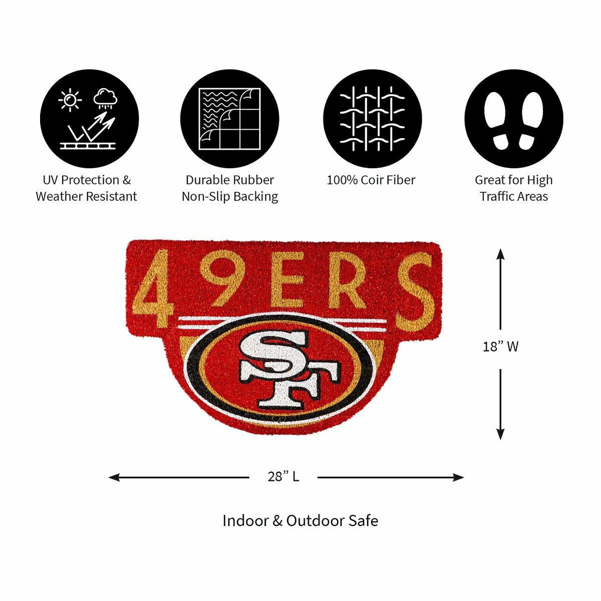 NFL Shaped Coir Door Mat, San Francisco 49s - NFL