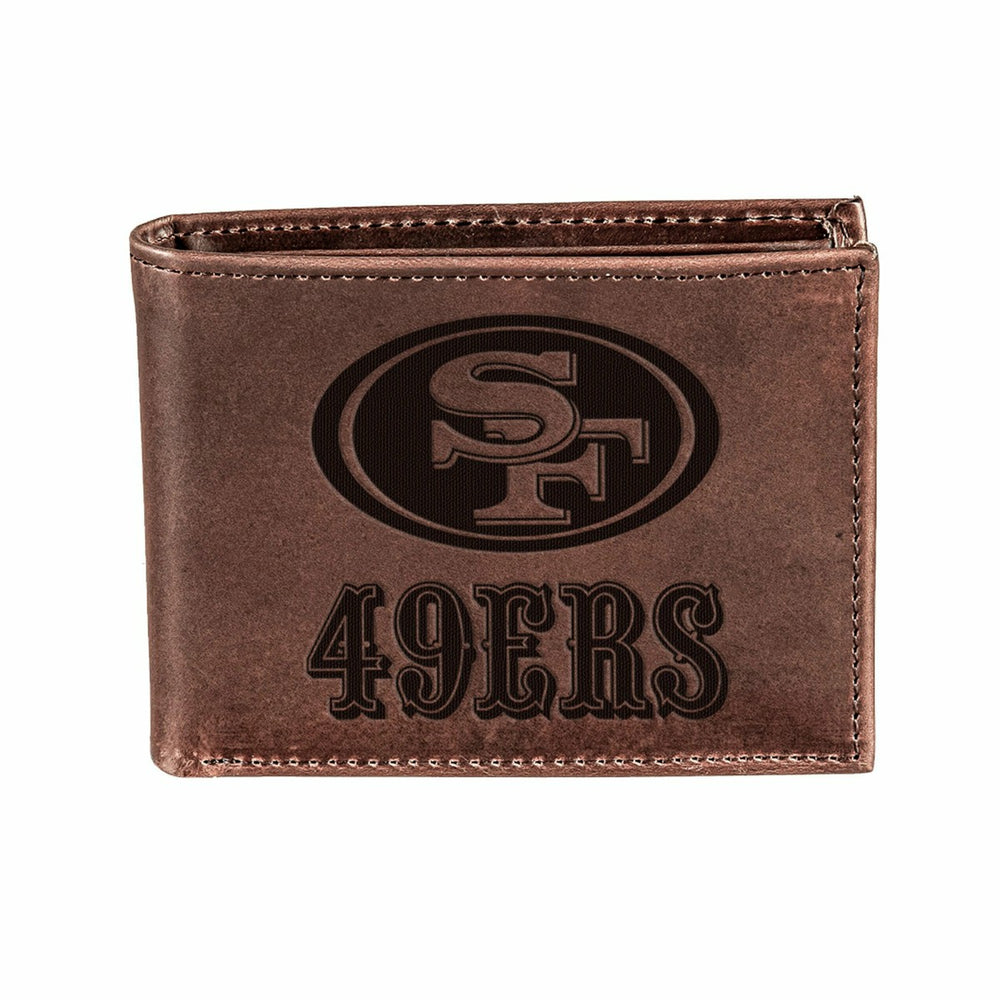 San Francisco 49ers, Bi-Fold Wallet, Brown, CH, 100% Genuine Leather - NFL Home