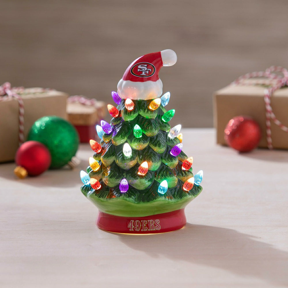 8" LED Ceramic Christmas Tree, San Francisco 49ers - NFL Home