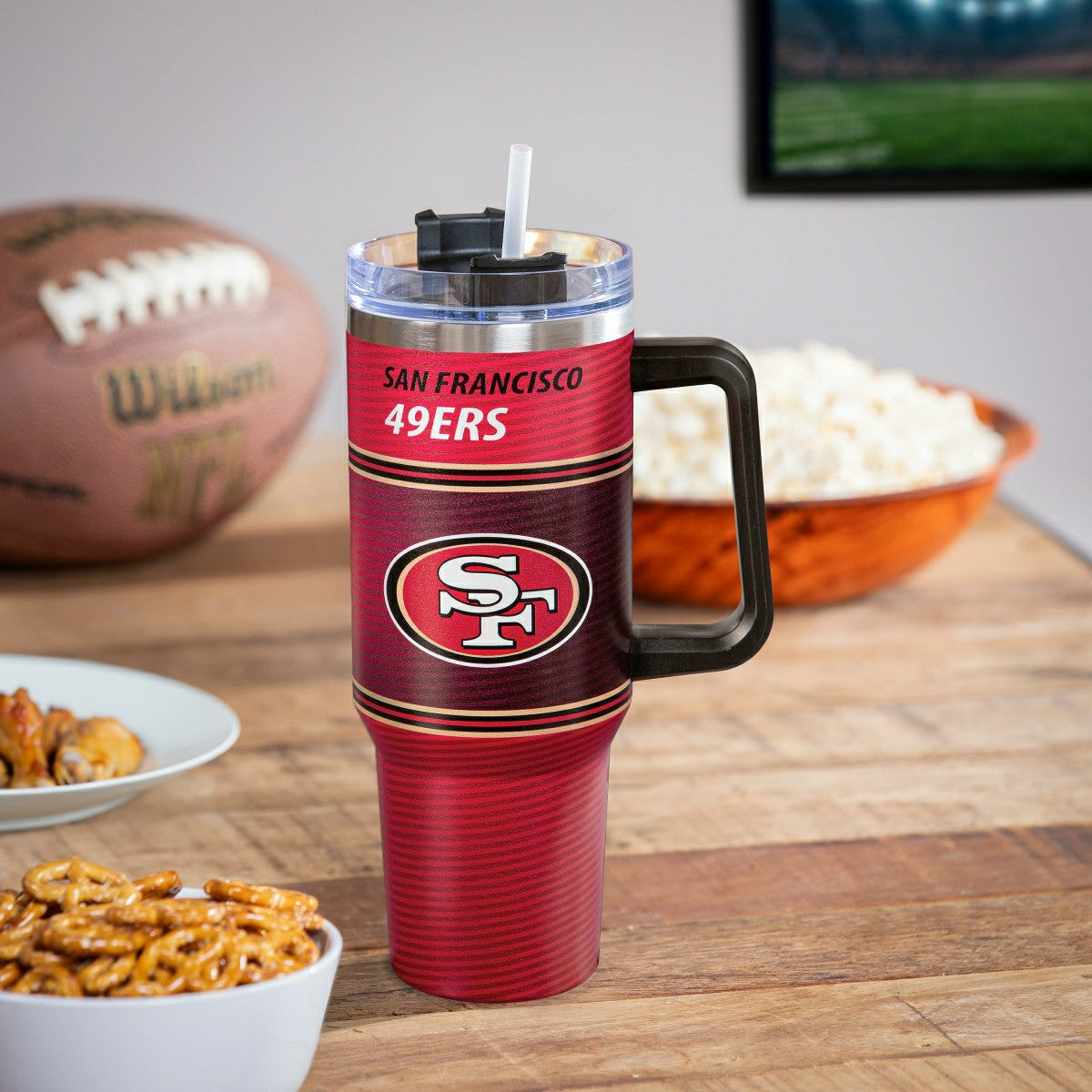 40oz Stainless Steel Canyon Cup w/ Straw, San Francisco 49ers - NFL Home