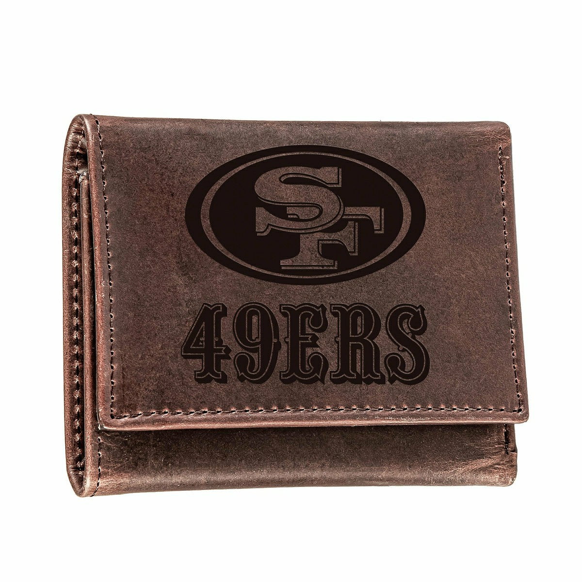 San Francisco 49ers, Tri-Fold Wallet, Brown, CH, 100% Genuine Leather - NFL Home
