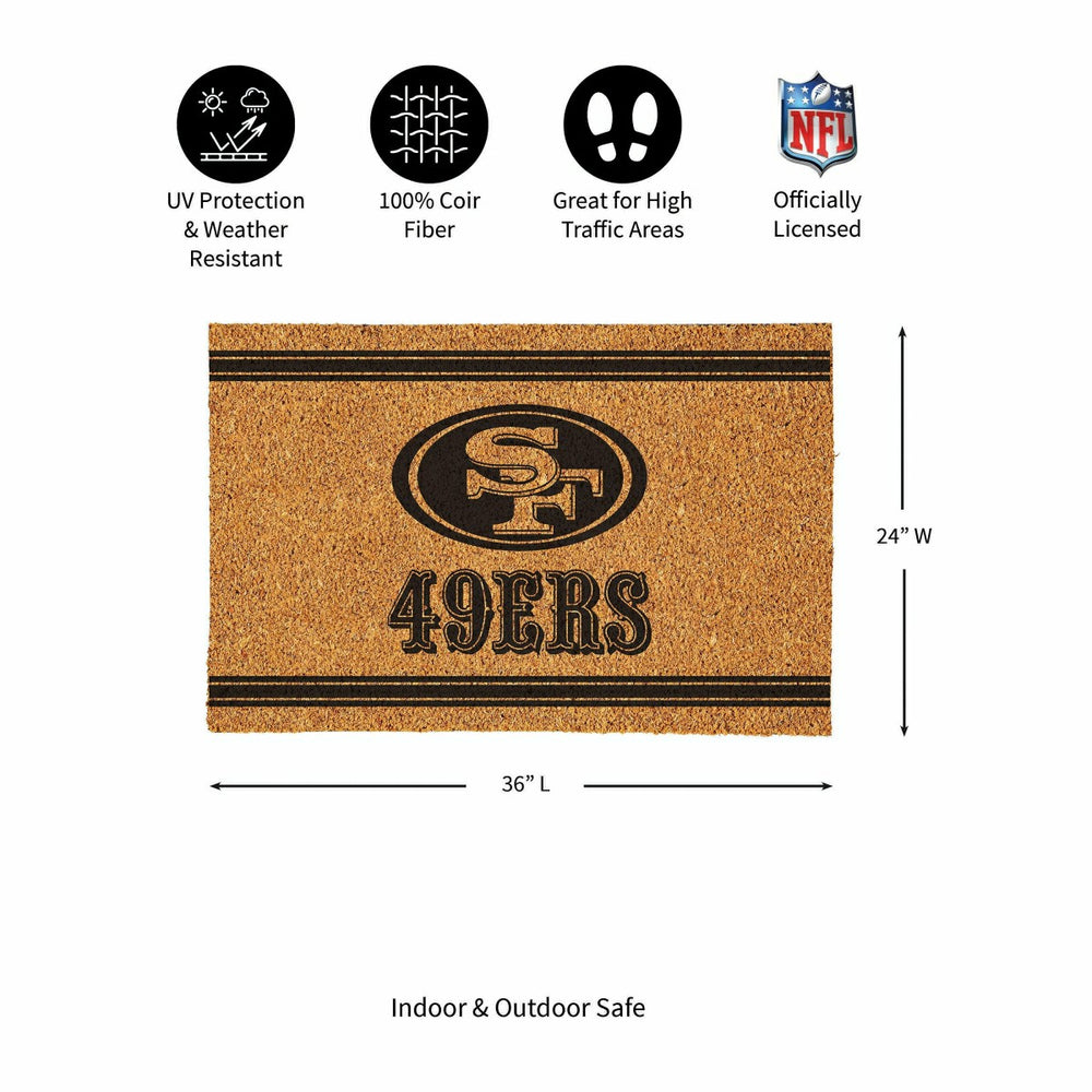 San Francisco 49ers Large One Color Coir Mat, 36"x24" - NFL