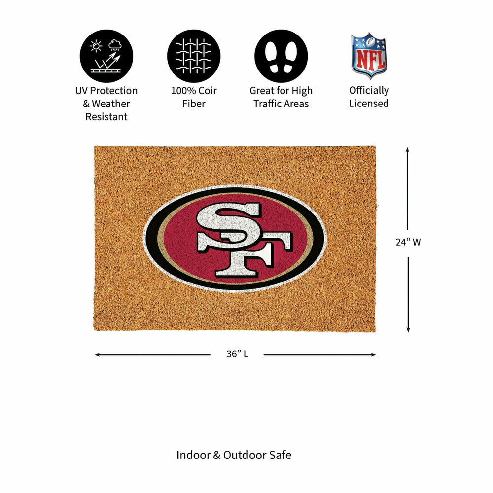 San Francisco 49ers Large Full Color Coir Mat, 36"x24" - NFL