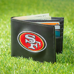 San Francisco 49ers Black Bi-Fold Embroidered Wallet w/ RFID Blocking - NFL Home