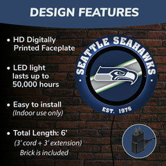 Seattle Seahawks, Metal Lite, Round - NFL