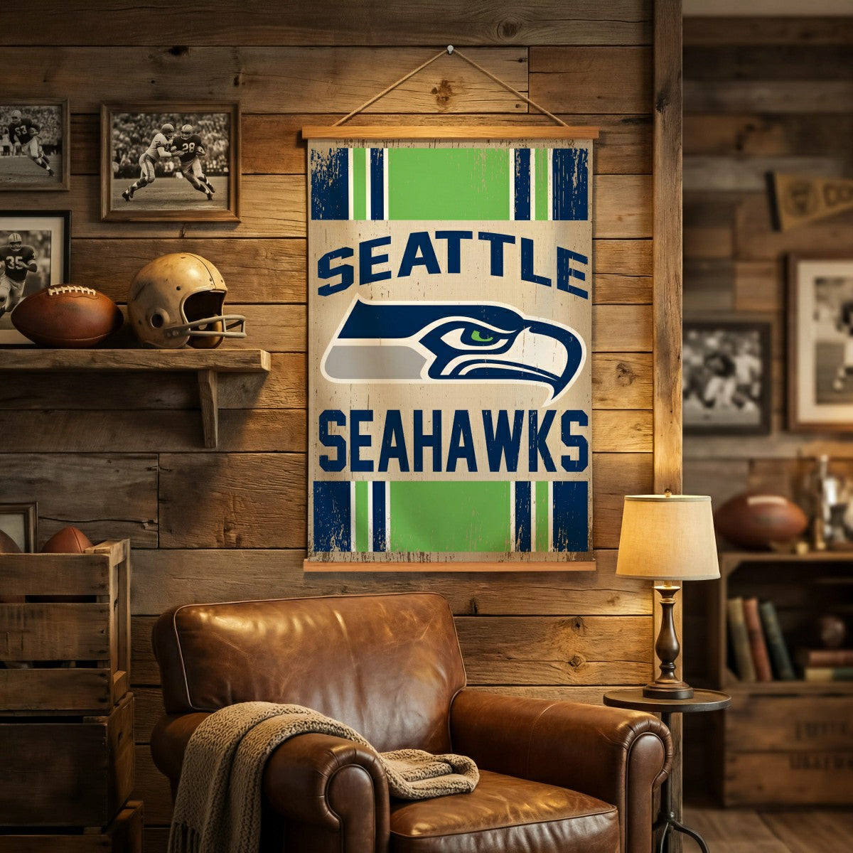 Seattle Seahawks, Canvas Wall Tapestry, Medium, 36x24 - NFL Home