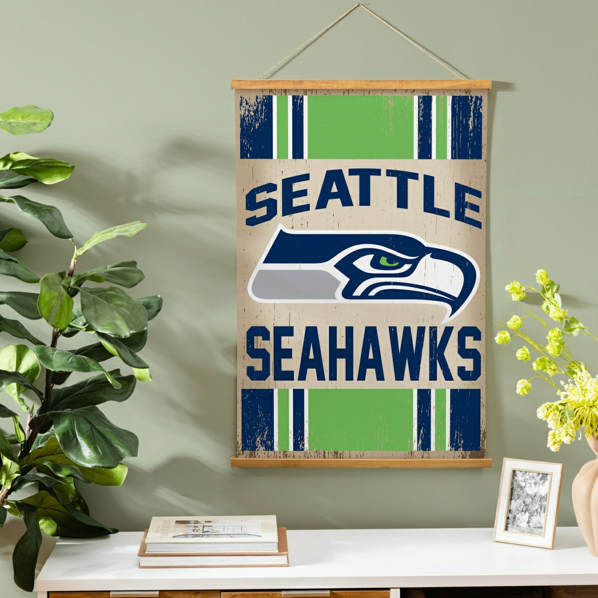 Seattle Seahawks, Canvas Wall Tapestry, Medium, 36x24 - NFL Home