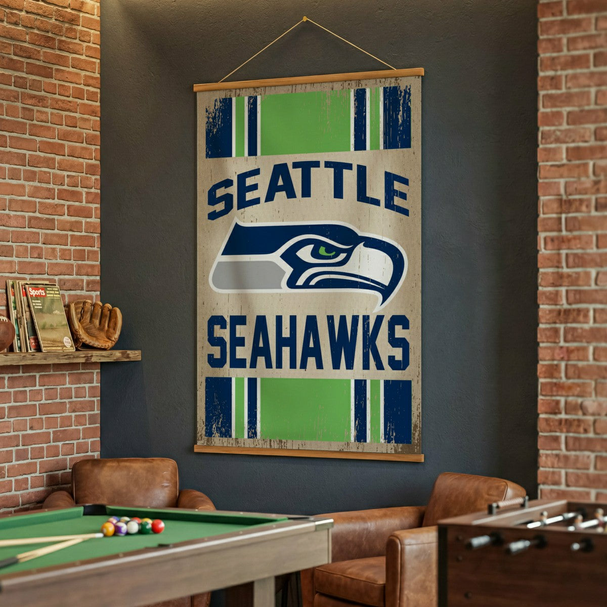 Seattle Seahawks, Canvas Wall Tapestry, Large, 54x36 - NFL Home