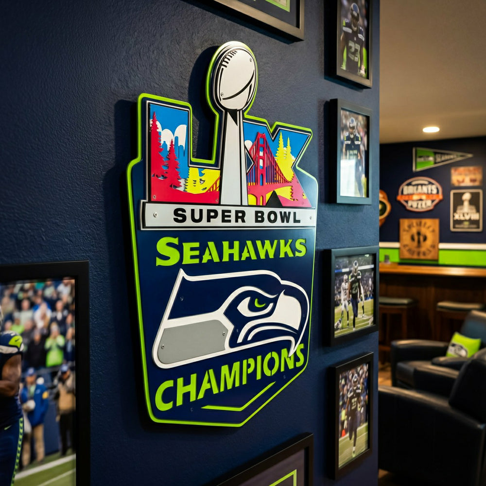 Seattle Seahawks, Super Bowl 60, Layered Metal Wall Art - NFL Home