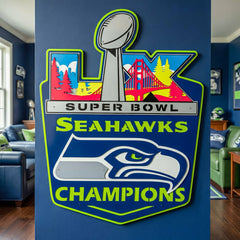 Seattle Seahawks, Super Bowl 60, Layered Metal Wall Art - NFL Home