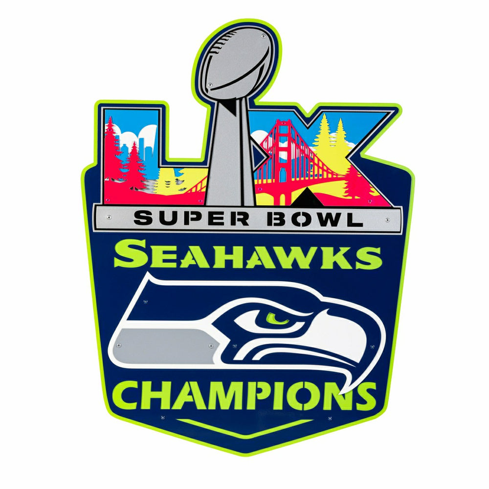 Seattle Seahawks, Super Bowl 60, Layered Metal Wall Art - NFL Home