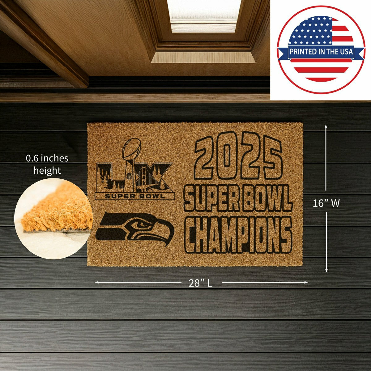 Seattle Seahawks, Super Bowl 60, Champions, Coir Mat, One Color, 28"x  - NFL