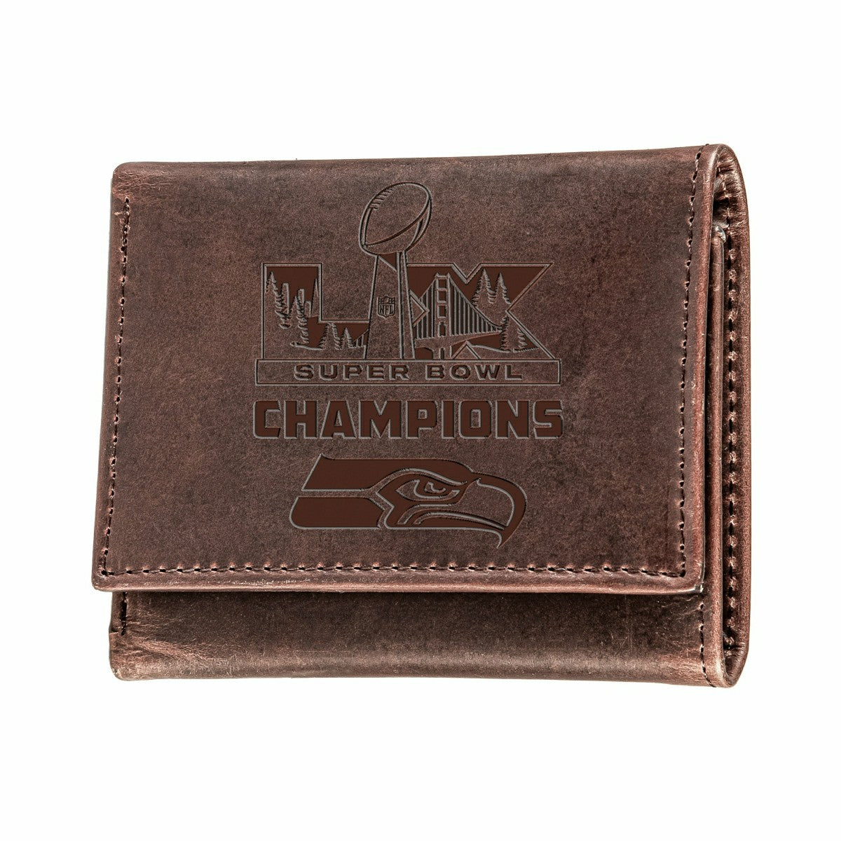 Seattle Seahawks, Super Bowl 60, Wallet, Tri-fold, Brown - NFL Home