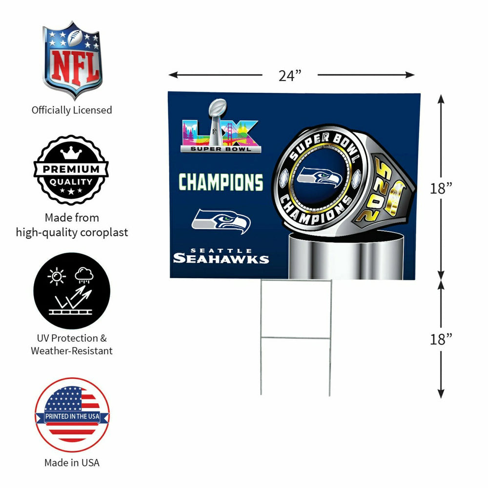 Seattle Seahawks, Super Bowl 60, Ring, Cororplast Yard Sign - NFL Home