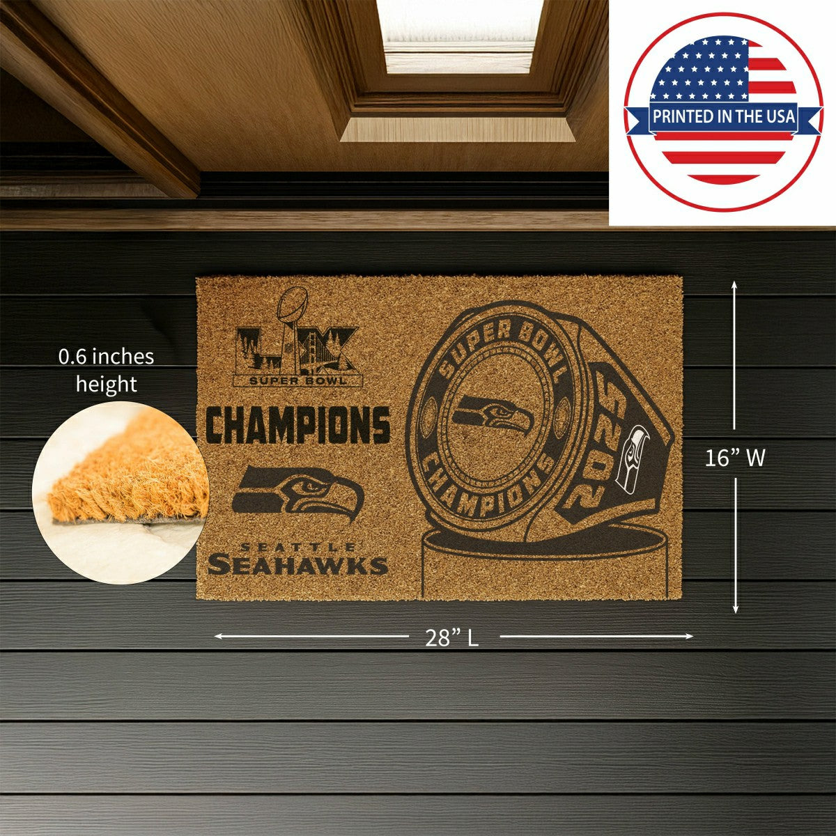 Seattle Seahawks, Super Bowl 60, Ring, Coir Mat, One Color - NFL