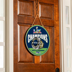 Seattle Seahawks, Super Bowl 60, Ring, Round Door Decor with Hanging R - NFL Home