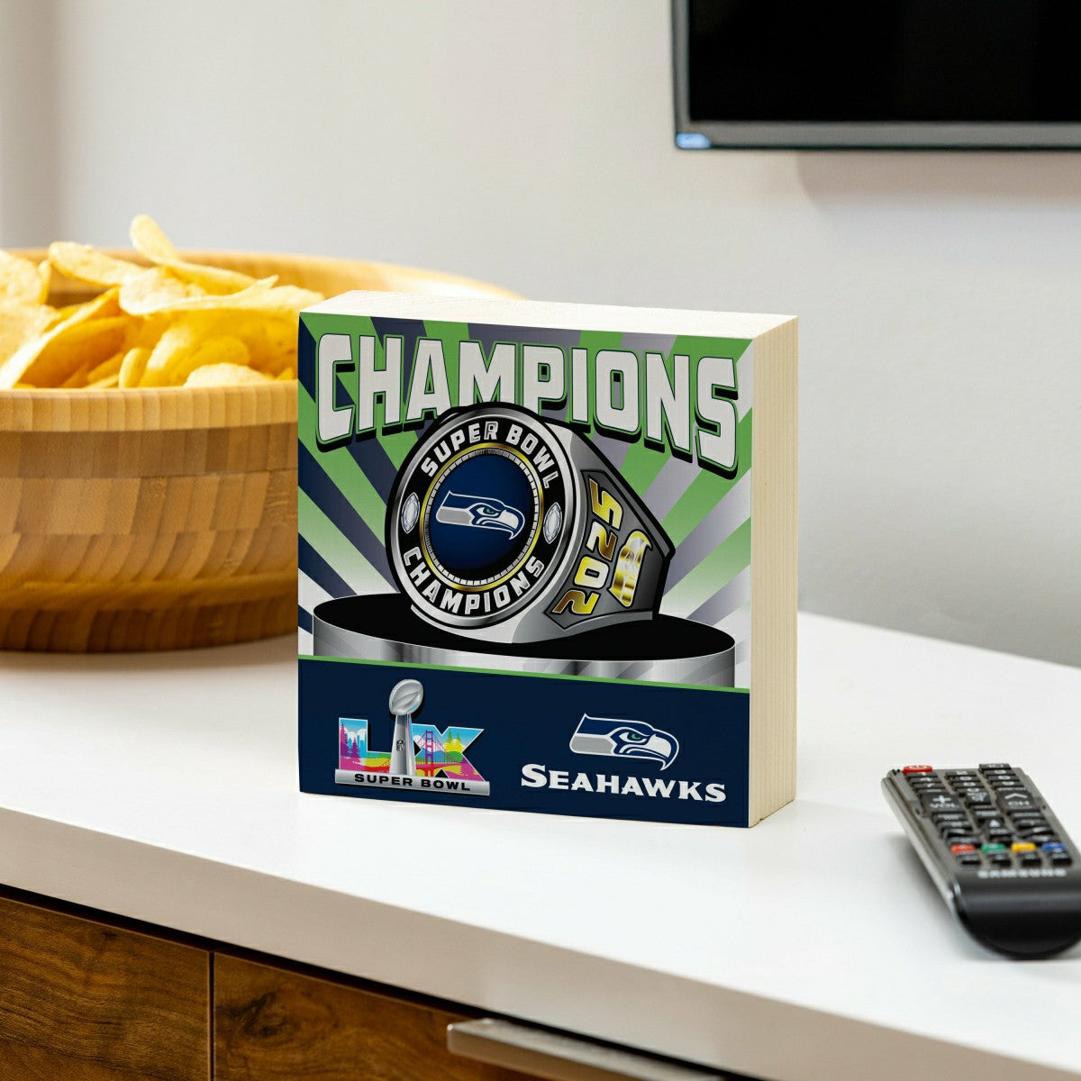 Seattle Seahawks, Super Bowl 60, Ring, Block, 6x6 - NFL Home