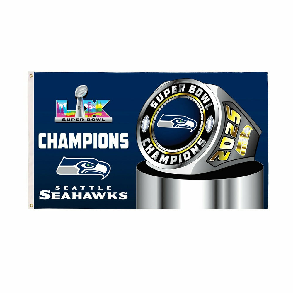Seattle Seahawks, Super Bowl 60, Ring, Single Sided Flag w/ 2 Grommets - NFL Home