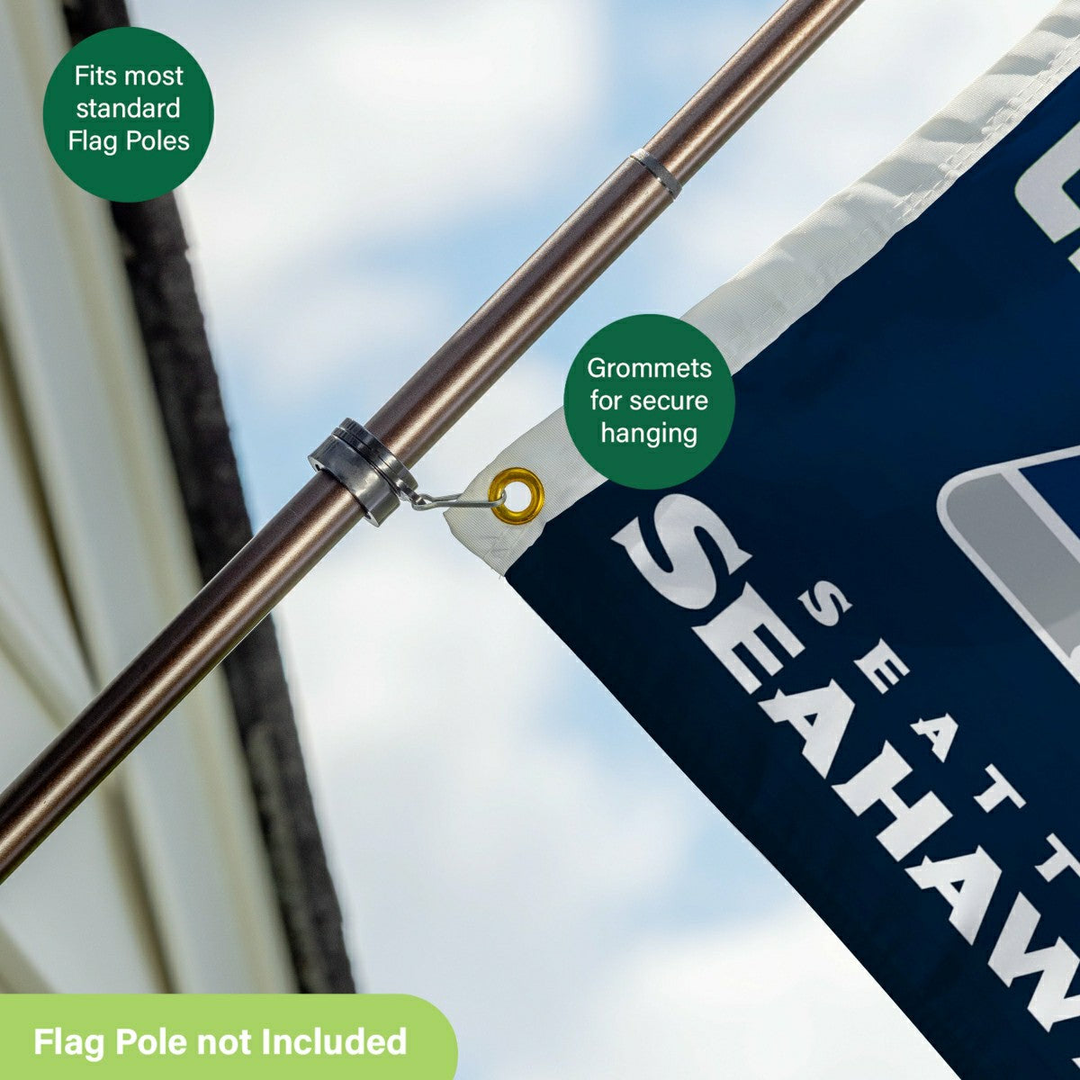 Seattle Seahawks, Super Bowl 60, Ring, Single Sided Flag w/ 2 Grommets - NFL Home