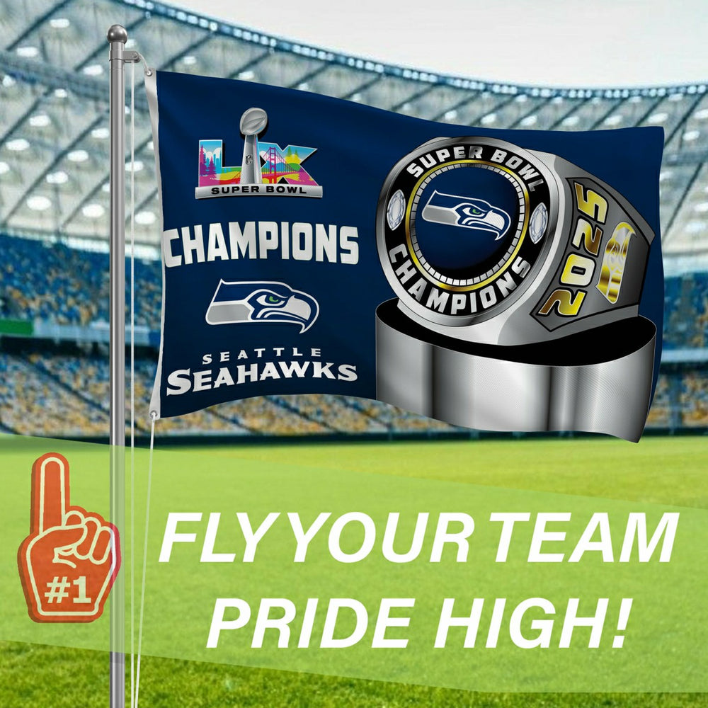 Seattle Seahawks, Super Bowl 60, Ring, Single Sided Flag w/ 2 Grommets - NFL Home