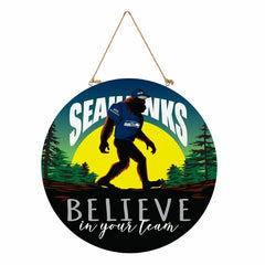 Seattle Seahawks Bigfoot Round Door Décor with Hanging Rope, 18x18 - NFL Home