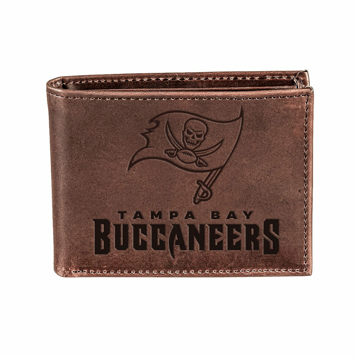 Tampa Bay Buccaneers, Bi-Fold Wallet, Brown, CH, 100% Genuine Leather - NFL Home