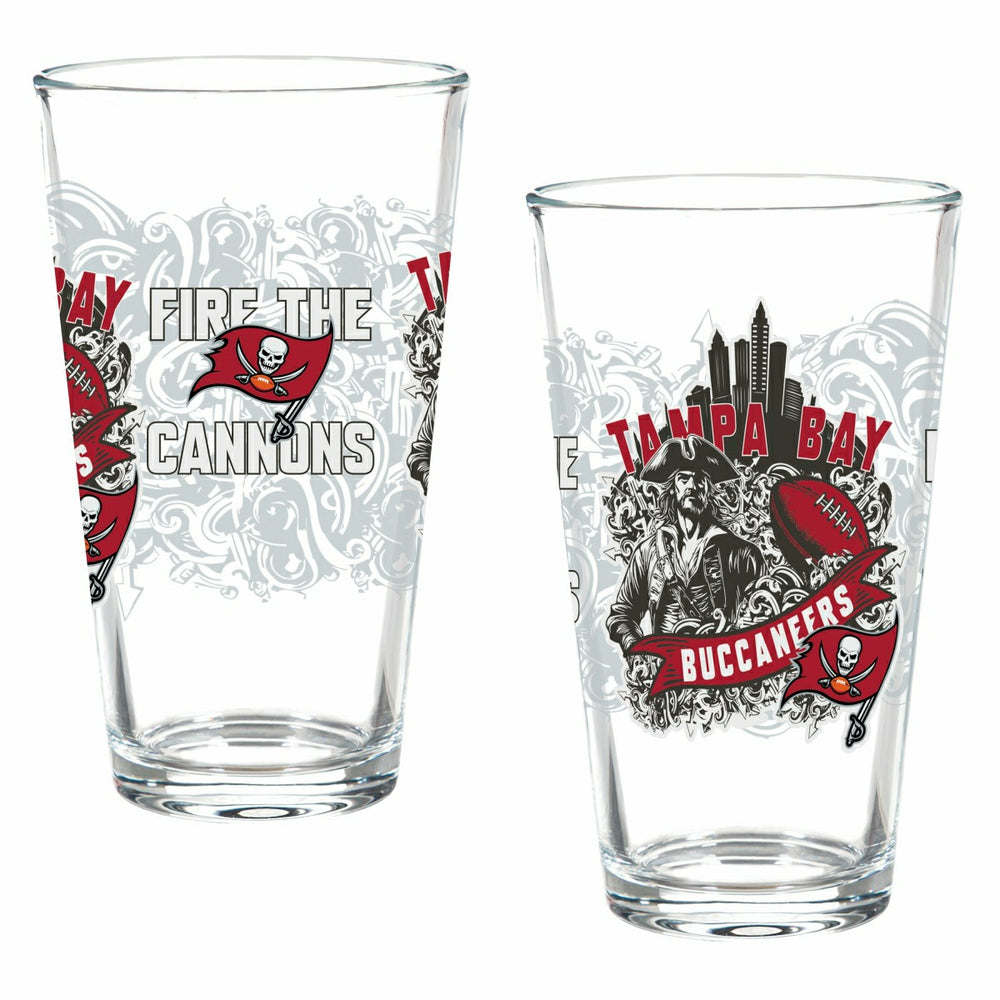 Tampa Bay Buccaneers 16oz Glass pint, Set of 2 - NFL Home